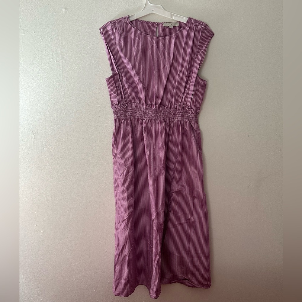 Loft Striped Poplin Midi Dress - Picture 4 of 7